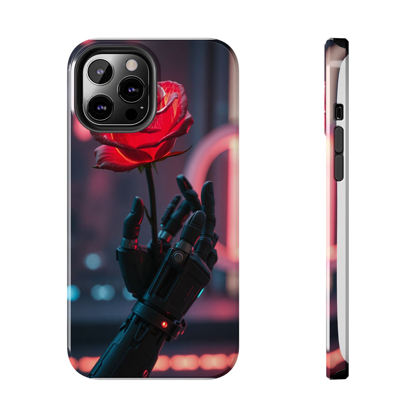 Futuristic Tough Phone Case with Robotic Rose Design | Durable Protection