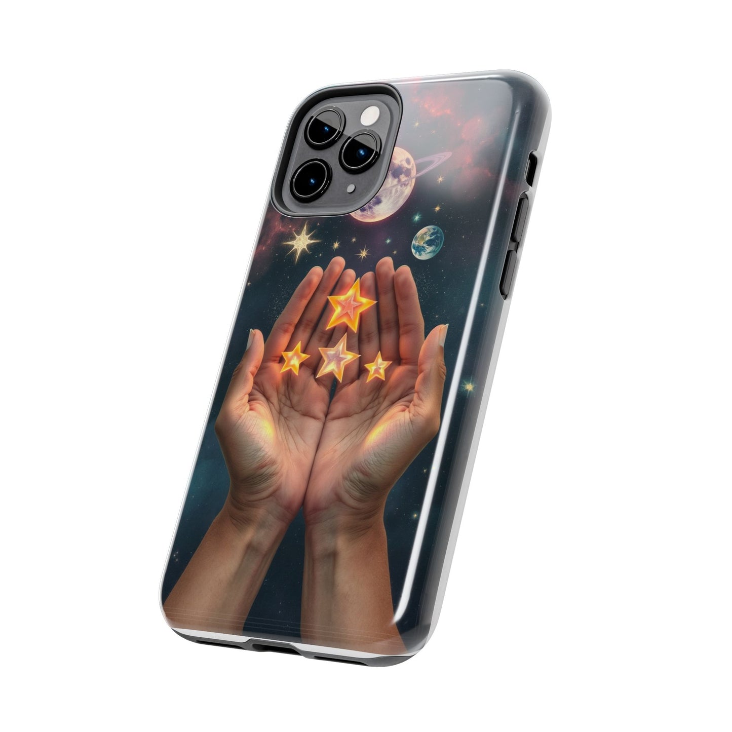Galaxy Hands Tough Phone Case - Celestial Design for Star Lovers