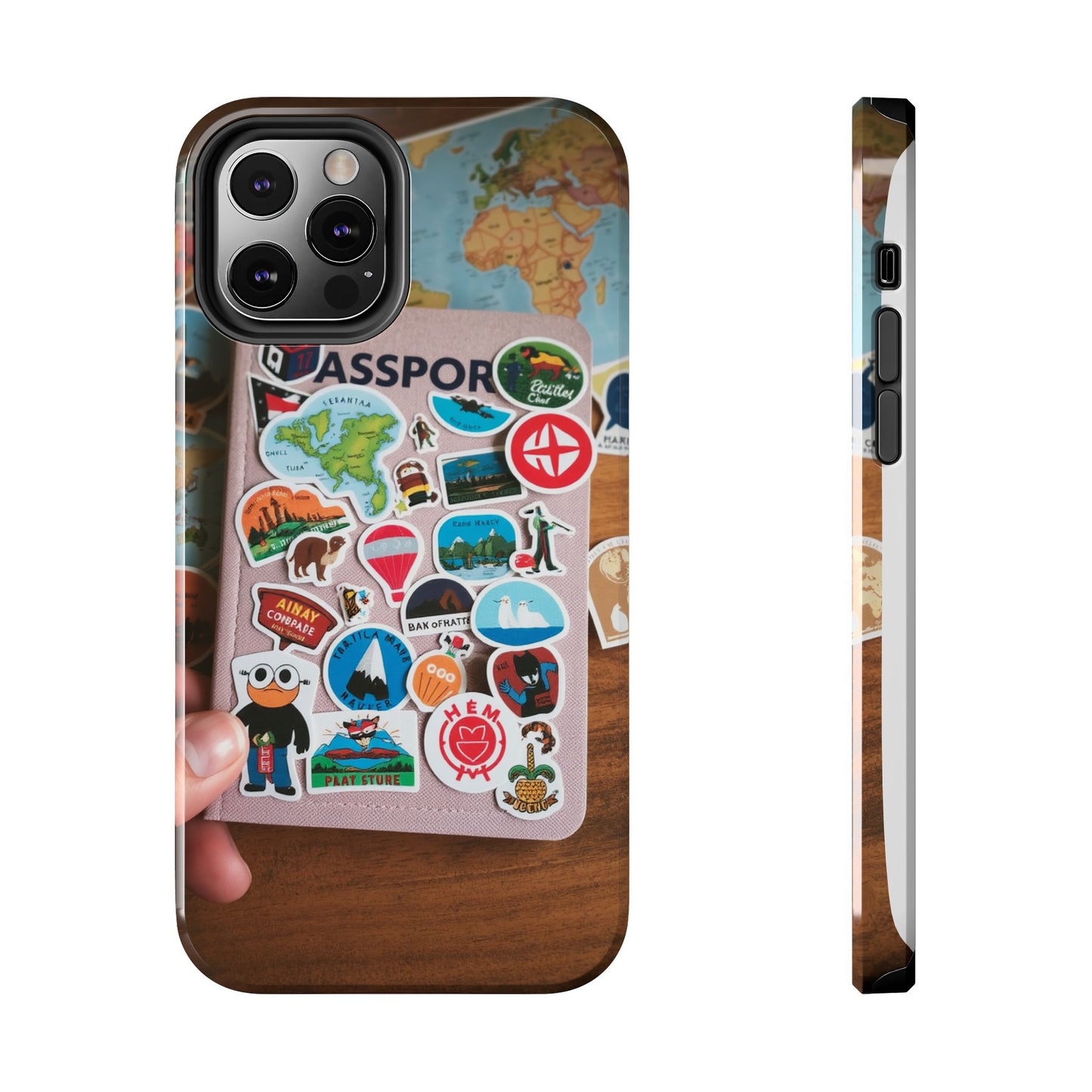 Adventure Stickers Phone Case - Tough Protection for Travel Lovers