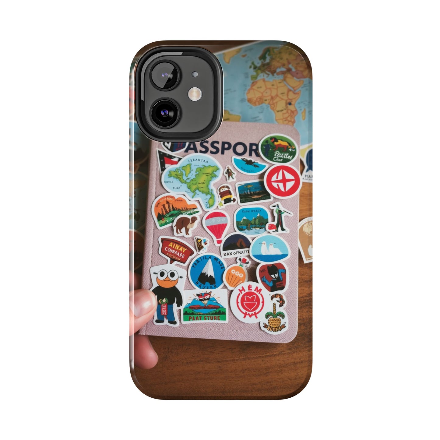 Adventure Stickers Phone Case - Tough Protection for Travel Lovers