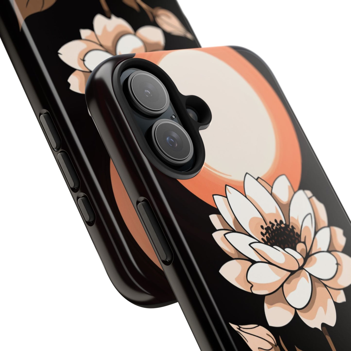 Elegant Contrast Floral Tough Phone Case - Stylish Protection for Your Device - for iPhone