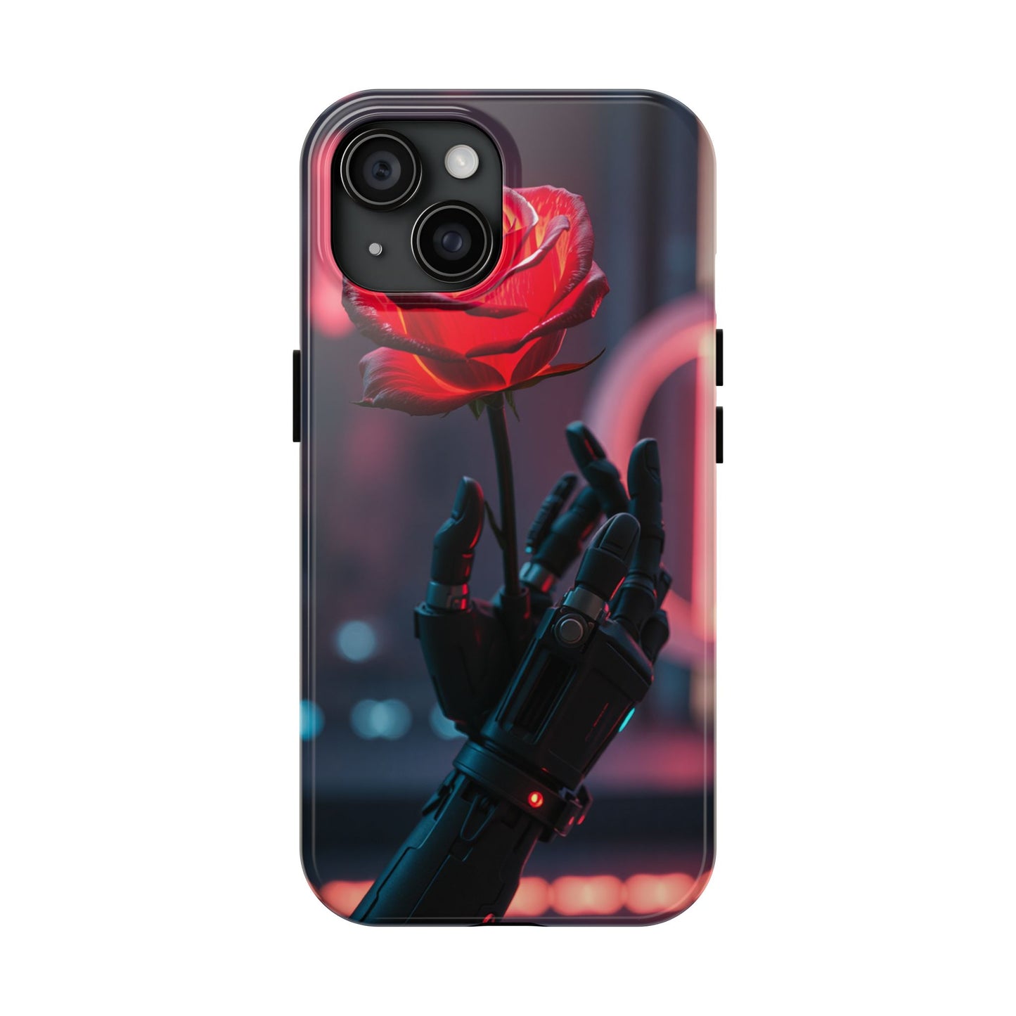 Futuristic Tough Phone Case with Robotic Rose Design | Durable Protection