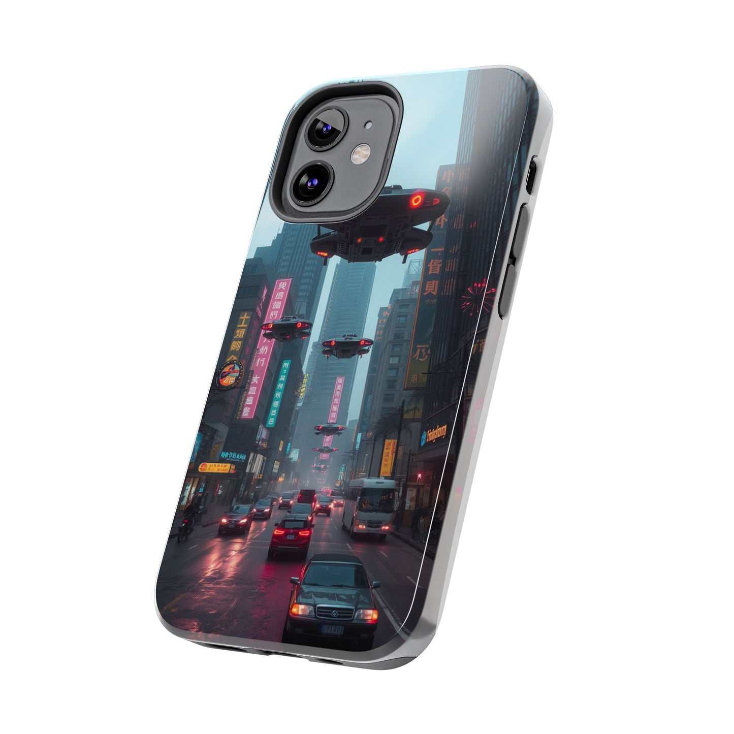 Futuristic City Tough Phone Case - Sci-Fi Design for Urban Explorers