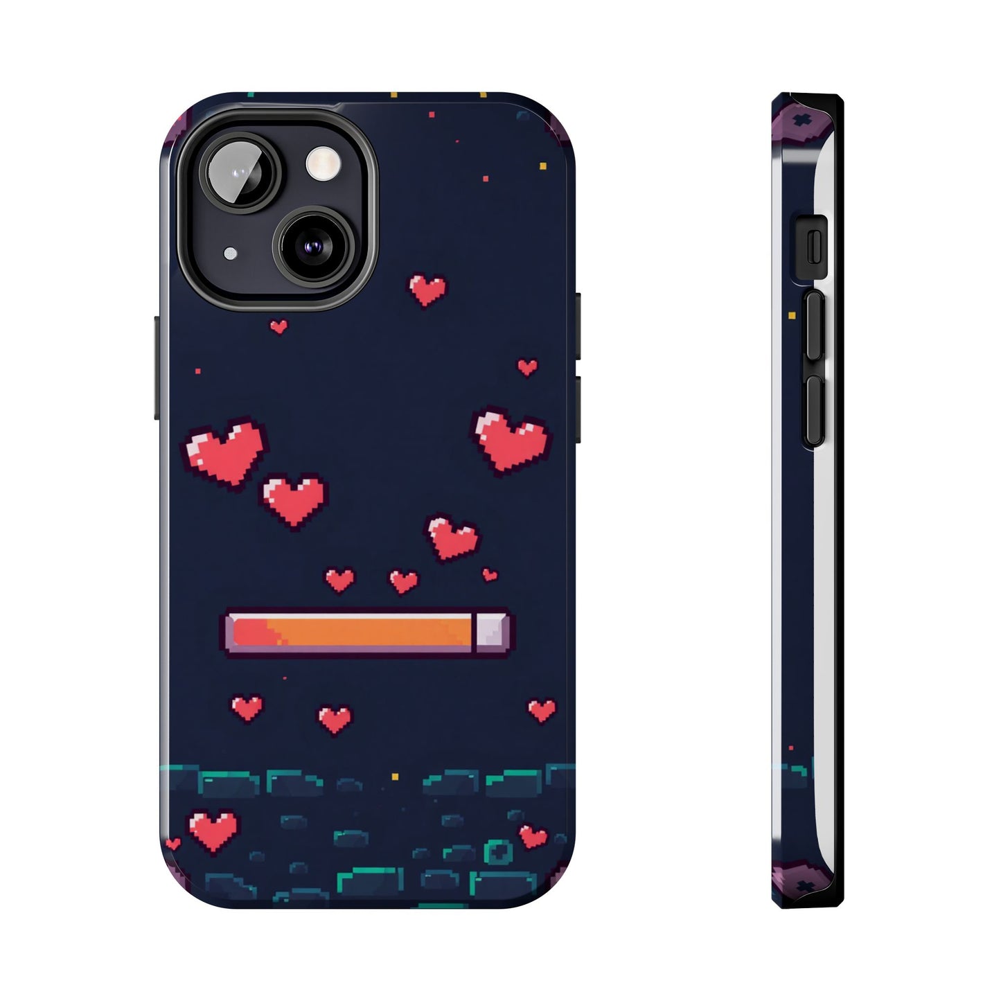 Pixel Heart Tough Phone Case - Retro Gamer Style for Valentine's Day