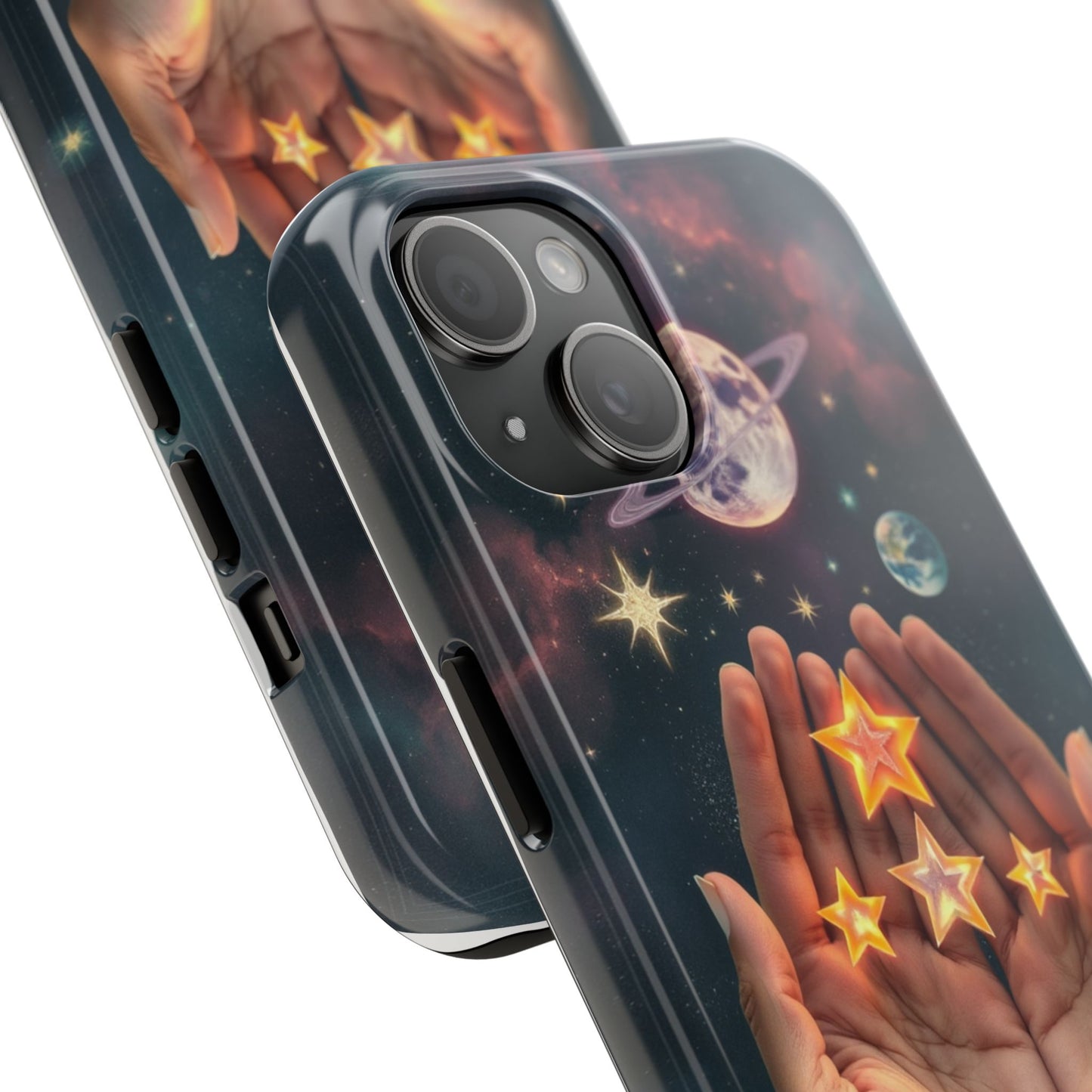 Galaxy Hands Tough Phone Case - Celestial Design for Star Lovers