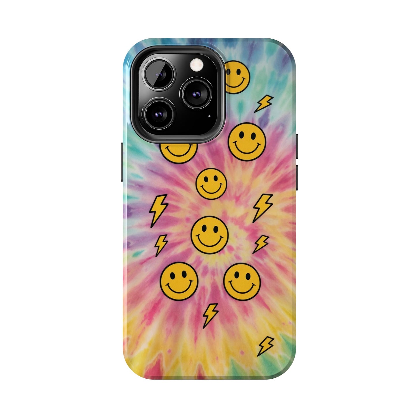 Colorful Smiley Lightning Tough Phone Case - Fun & Durable