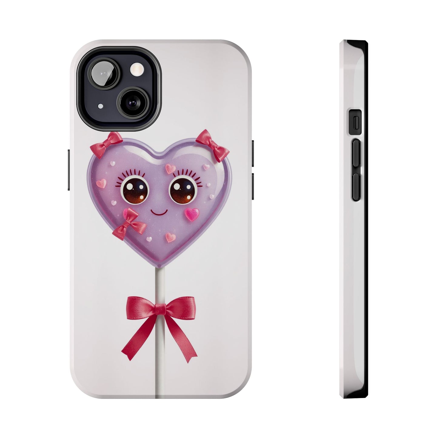 Cute Heart Lollipop Tough Phone Case - Adorable Protection for Candy Lovers