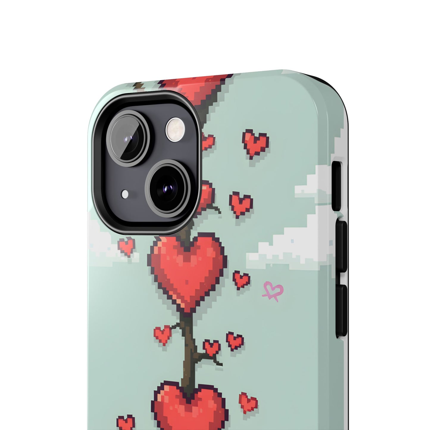 Pixelated Love Hearts Tree | Tough Phone Case - Cute Design - for iPhone