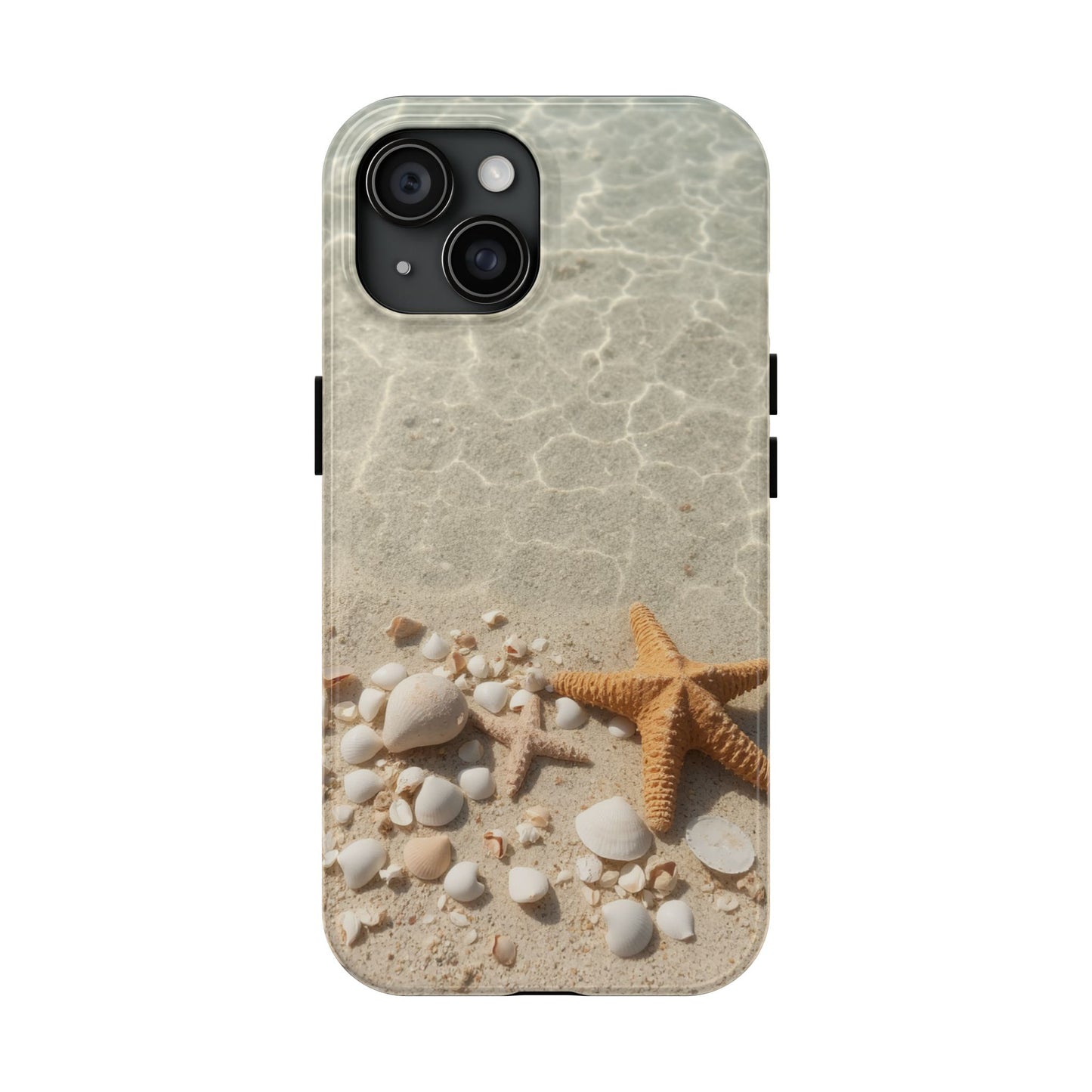 Beach-Inspired Tough Phone Case with Starfish and Seashell Design