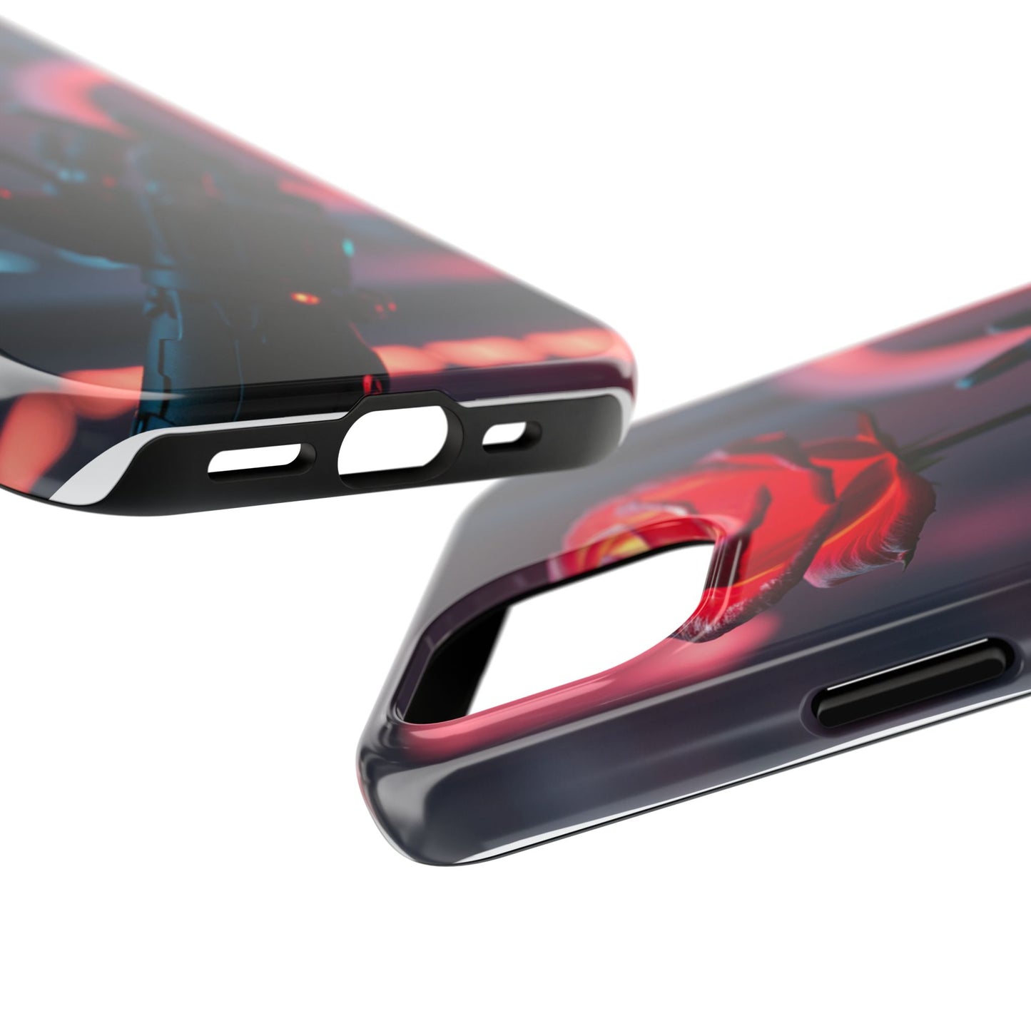 Futuristic Tough Phone Case with Robotic Rose Design | Durable Protection