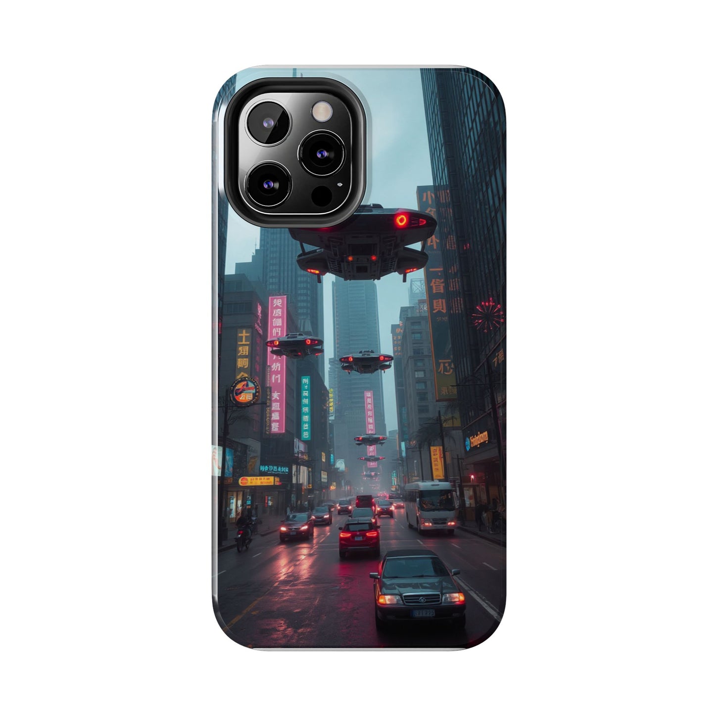 Futuristic City Tough Phone Case - Sci-Fi Design for Urban Explorers