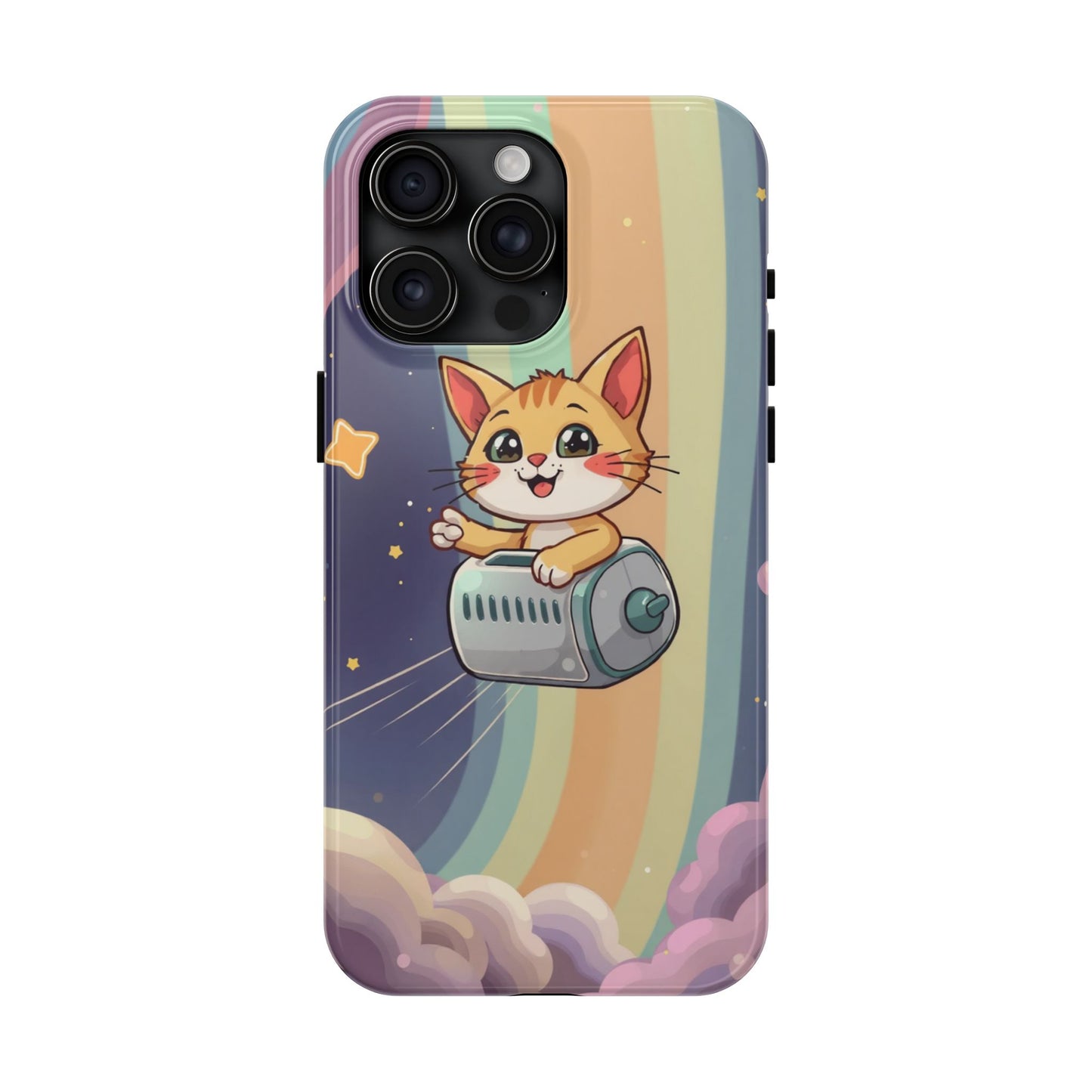 Cute Cat Rocket Phone Case - Vibrant and Playful Tough Case