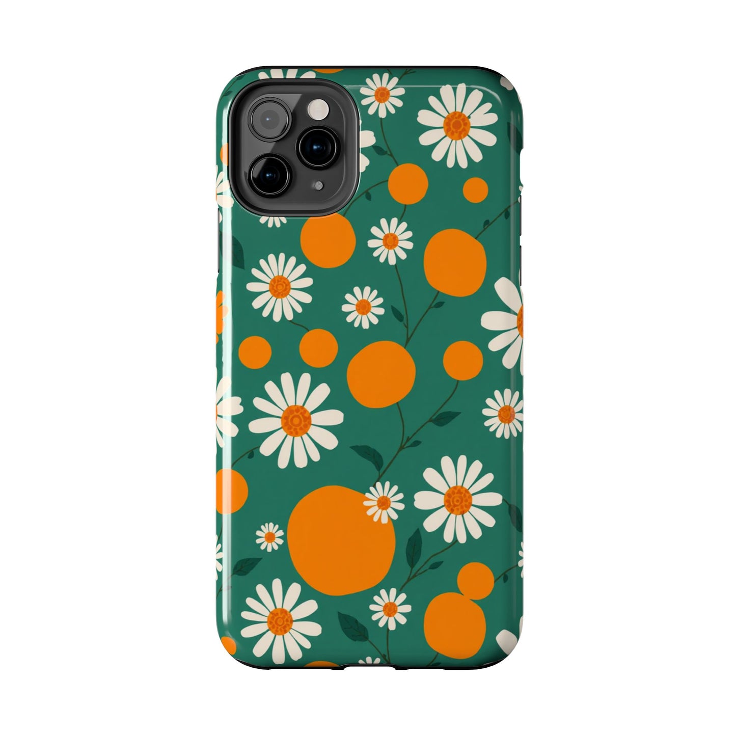Floral Tough Phone Case - Daisy & Orange Design