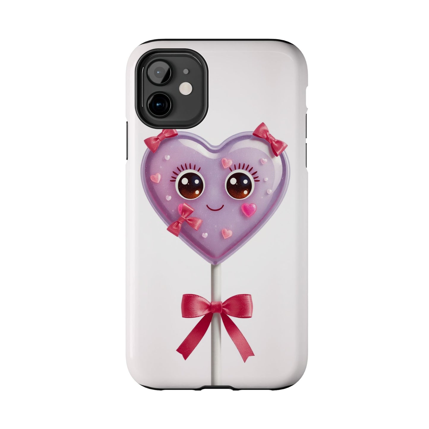Cute Heart Lollipop Tough Phone Case - Adorable Protection for Candy Lovers