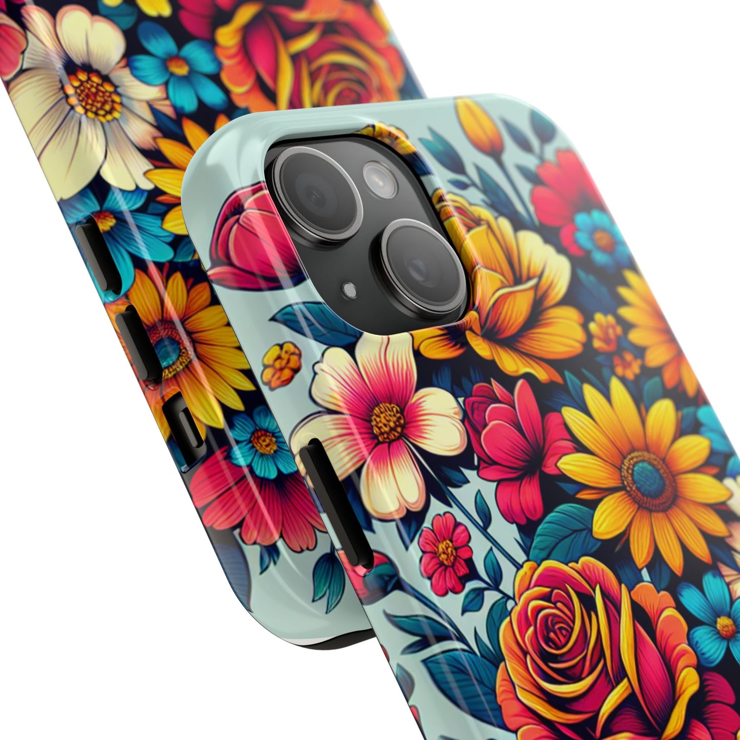Vibrant Floral Tough Phone Case - Colorful Flower Design - for iPhone