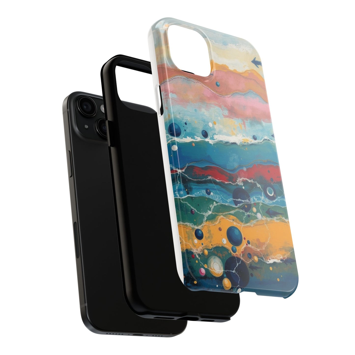 Artistic Tough Phone Case - Vibrant Waves Design for Unique Style