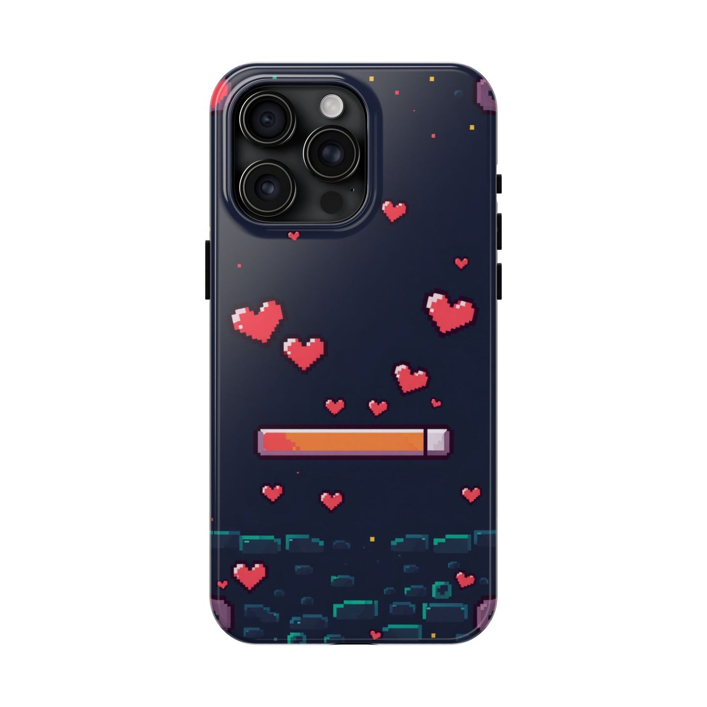 Pixel Heart Tough Phone Case - Retro Gamer Style for Valentine's Day