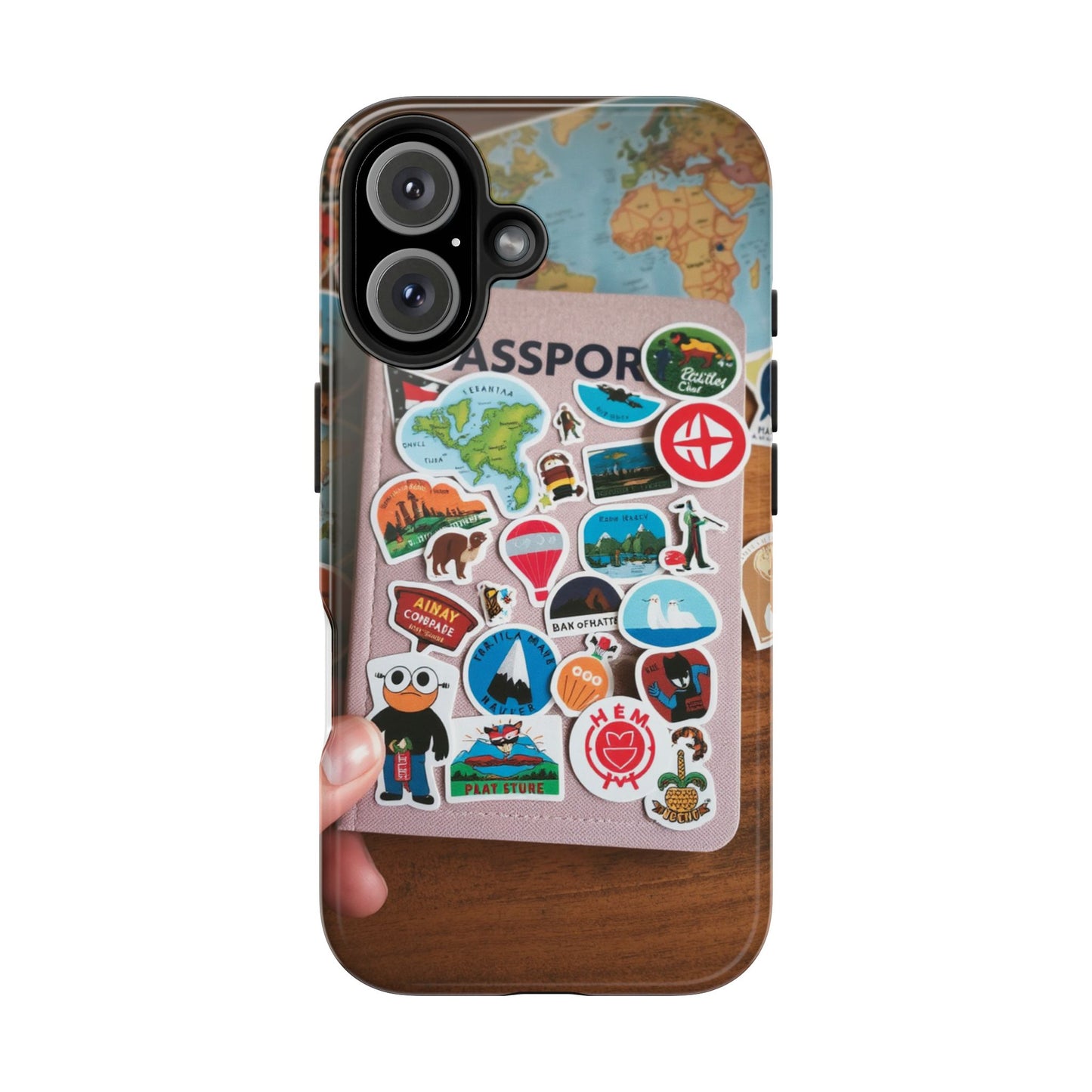 Adventure Stickers Phone Case - Tough Protection for Travel Lovers