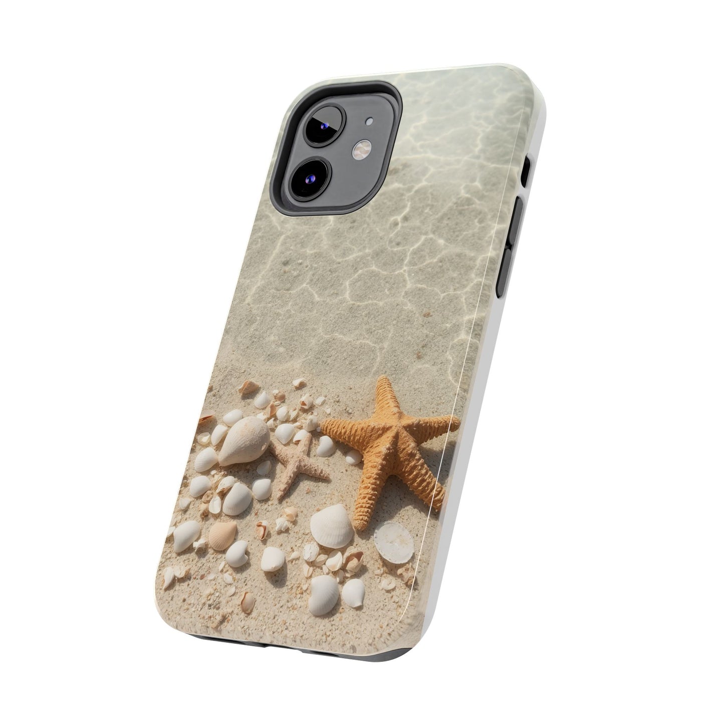 Beach-Inspired Tough Phone Case with Starfish and Seashell Design