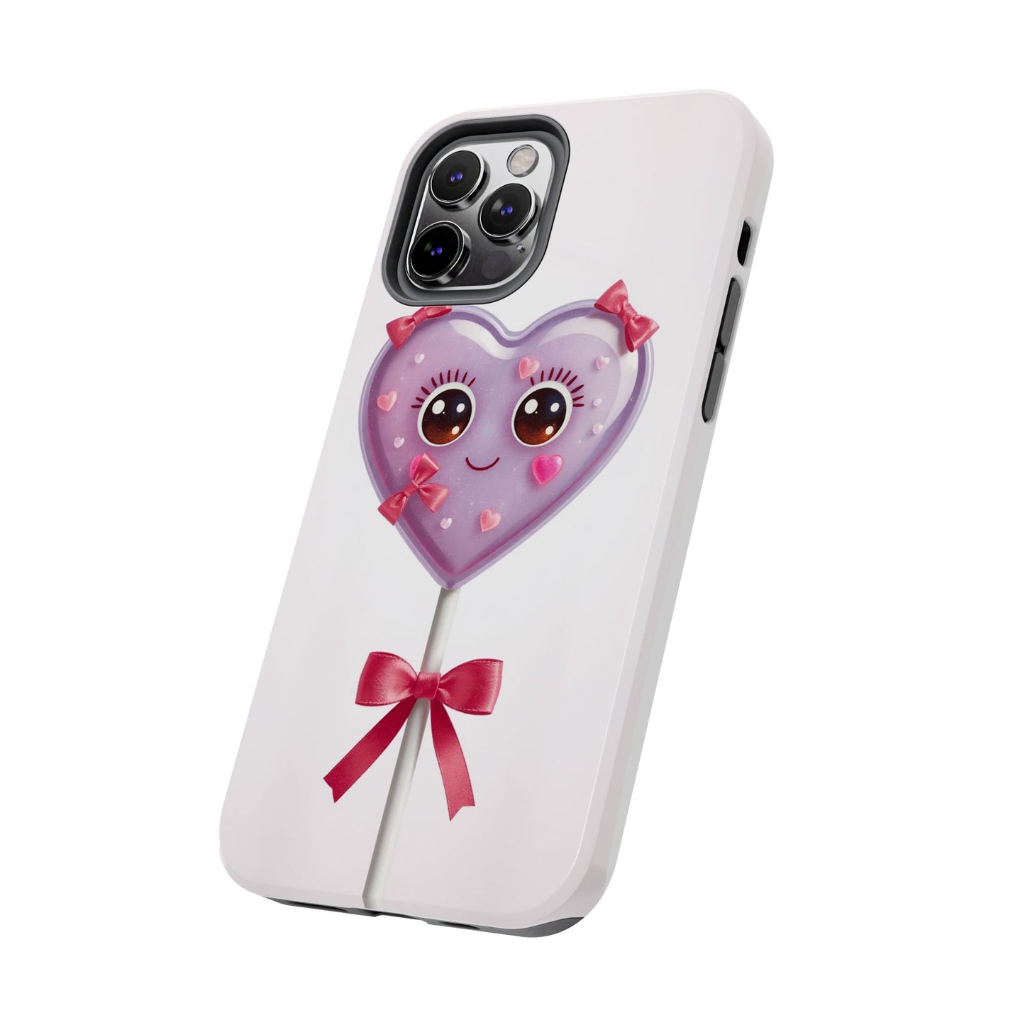 Cute Heart Lollipop Tough Phone Case - Adorable Protection for Candy Lovers
