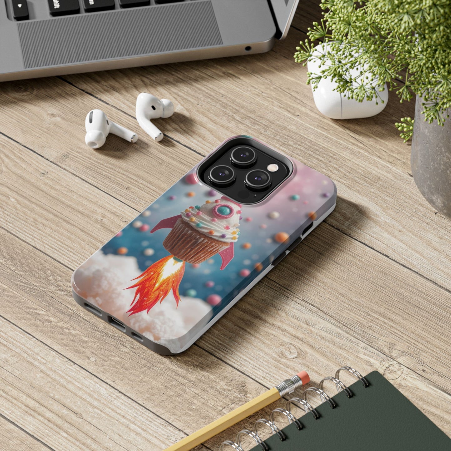 Whimsical Rocket Cupcake Phone Case - Fun Protective Case for Kids and Teens