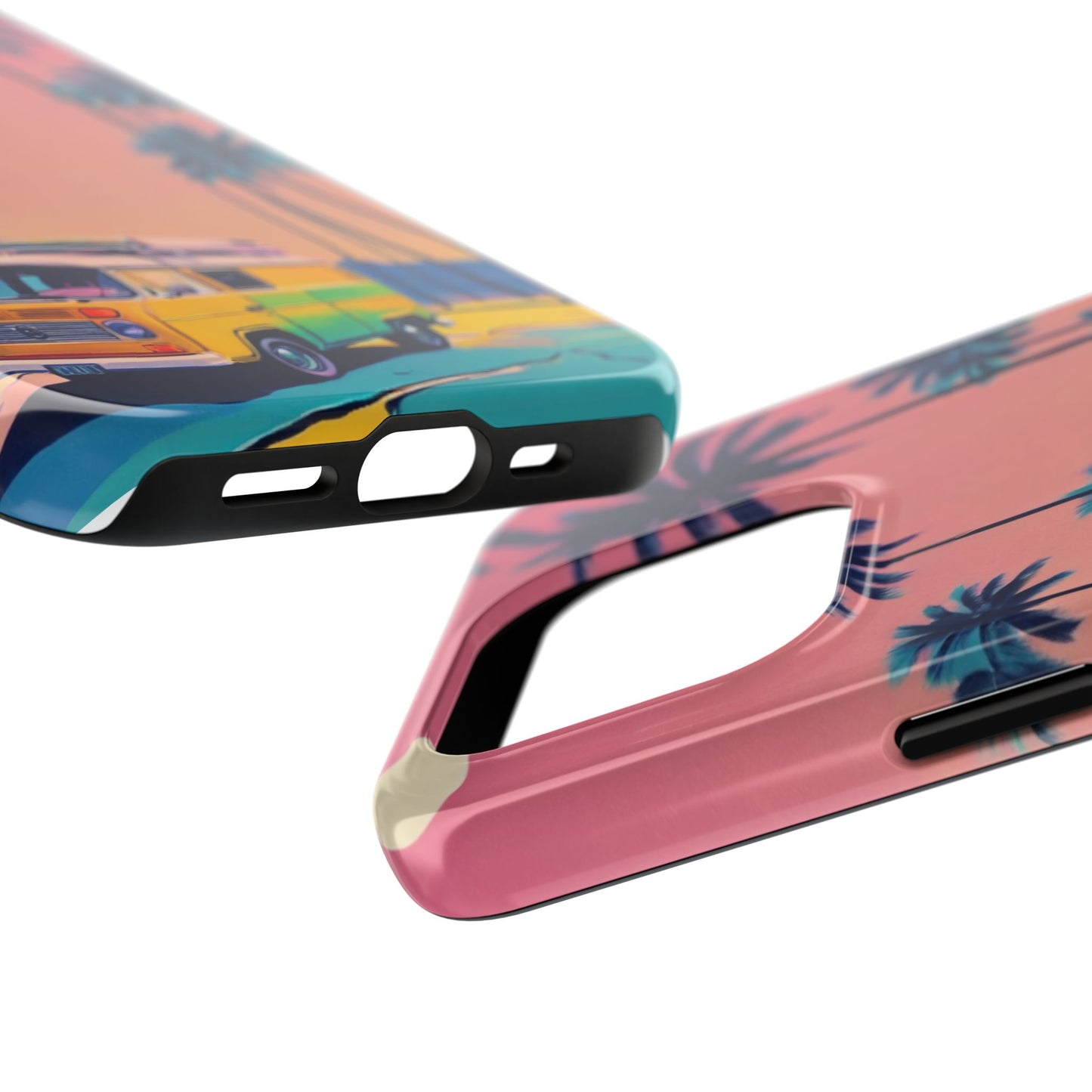 Tropical Beach Vibe Tough Phone Case - Vintage Van Design - for iPhone