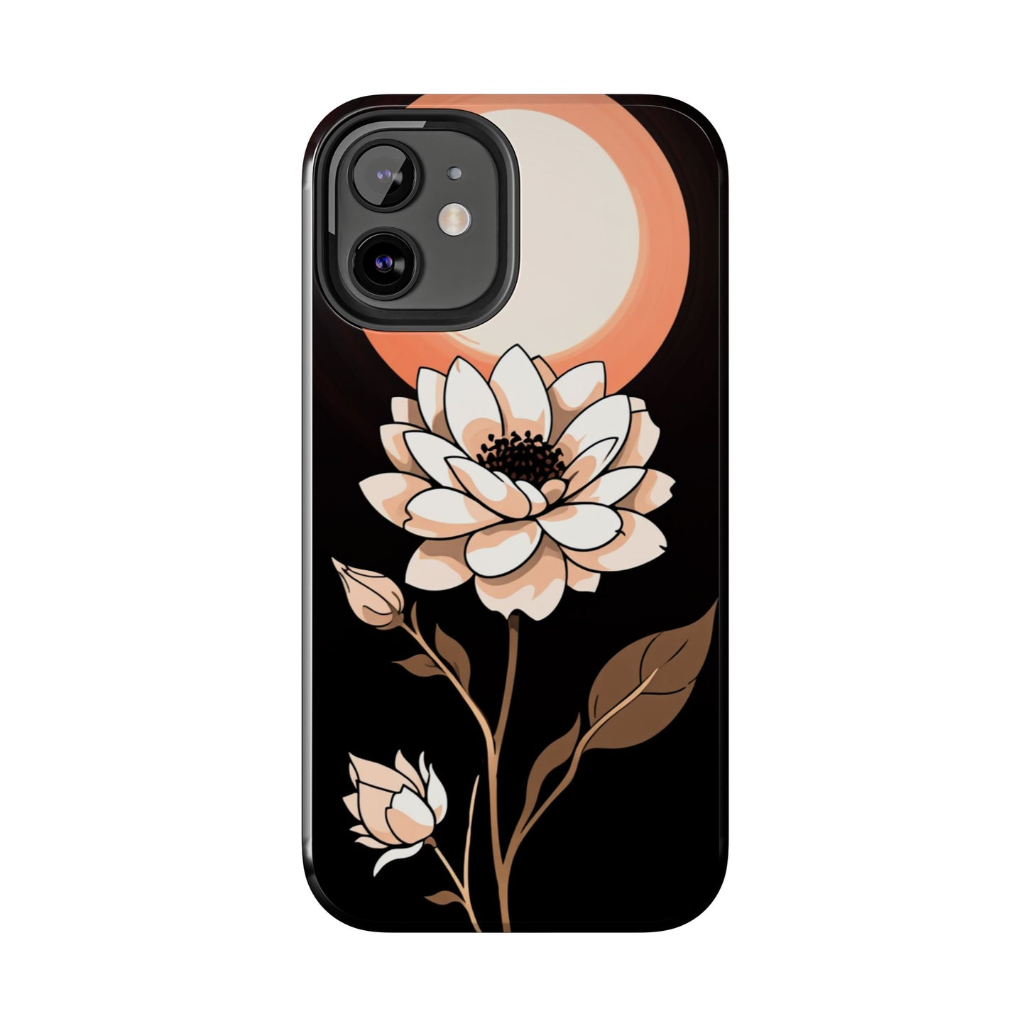 Elegant Contrast Floral Tough Phone Case - Stylish Protection for Your Device - for iPhone