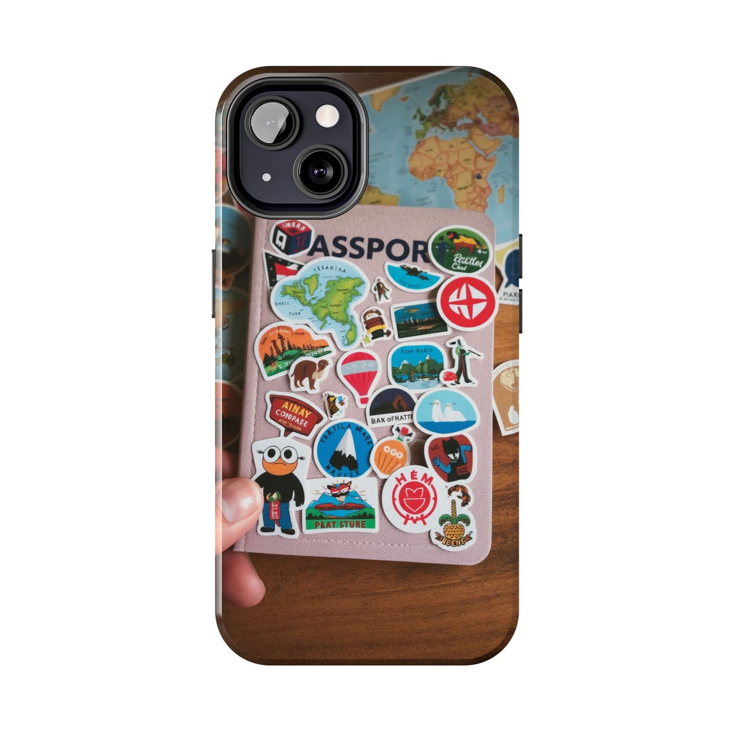 Adventure Stickers Phone Case - Tough Protection for Travel Lovers