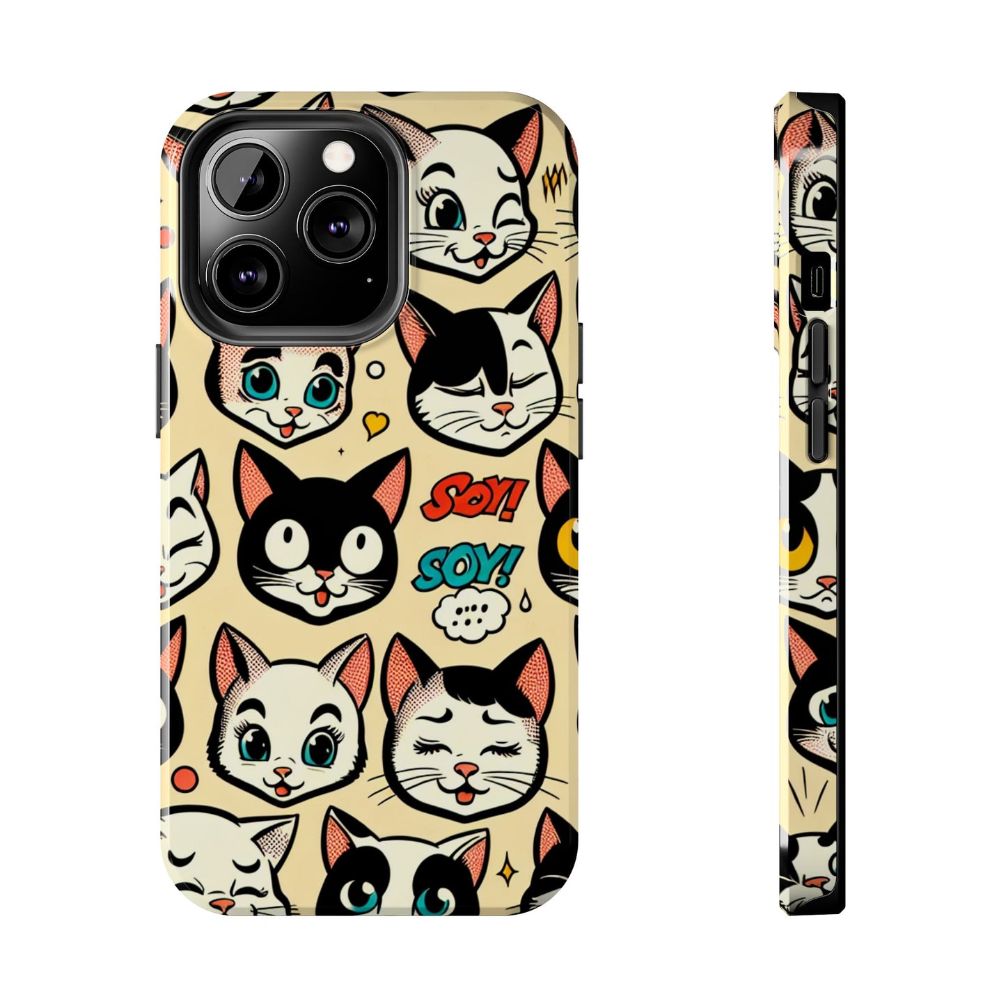Playful Cat-Themed Tough Phone Case - Pet Pattern - for iPhone