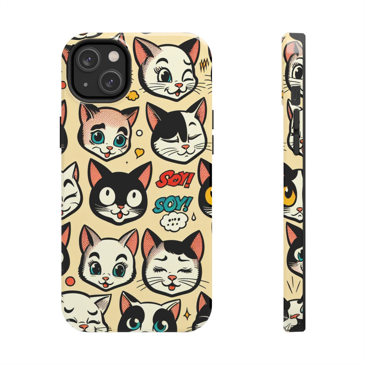 Playful Cat-Themed Tough Phone Case - Pet Pattern - for iPhone