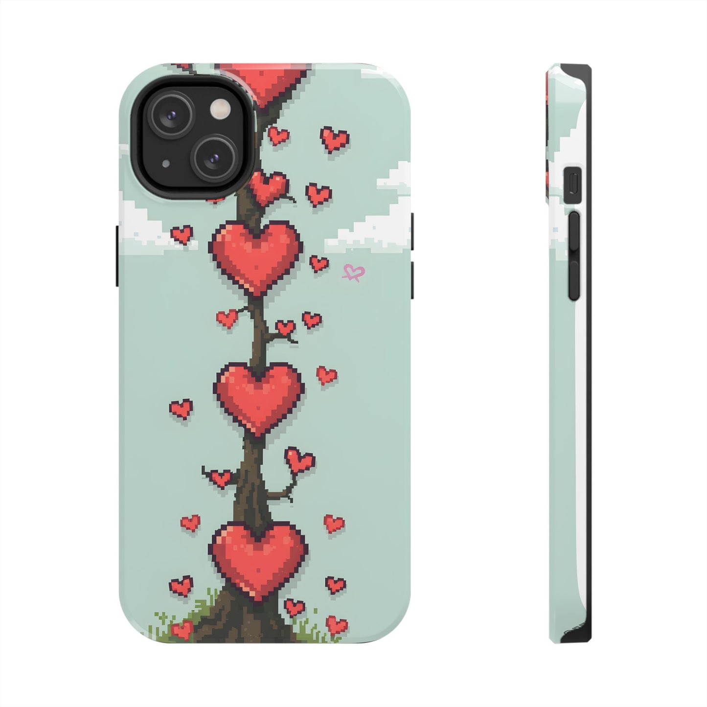 Pixelated Love Hearts Tree | Tough Phone Case - Cute Design - for iPhone
