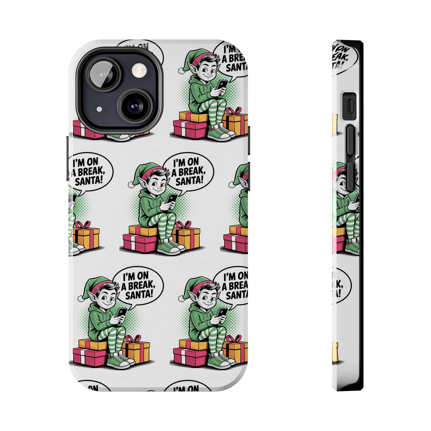 Christmas Elf Tough Phone Case - I'm on a Break, Santa Pattern!