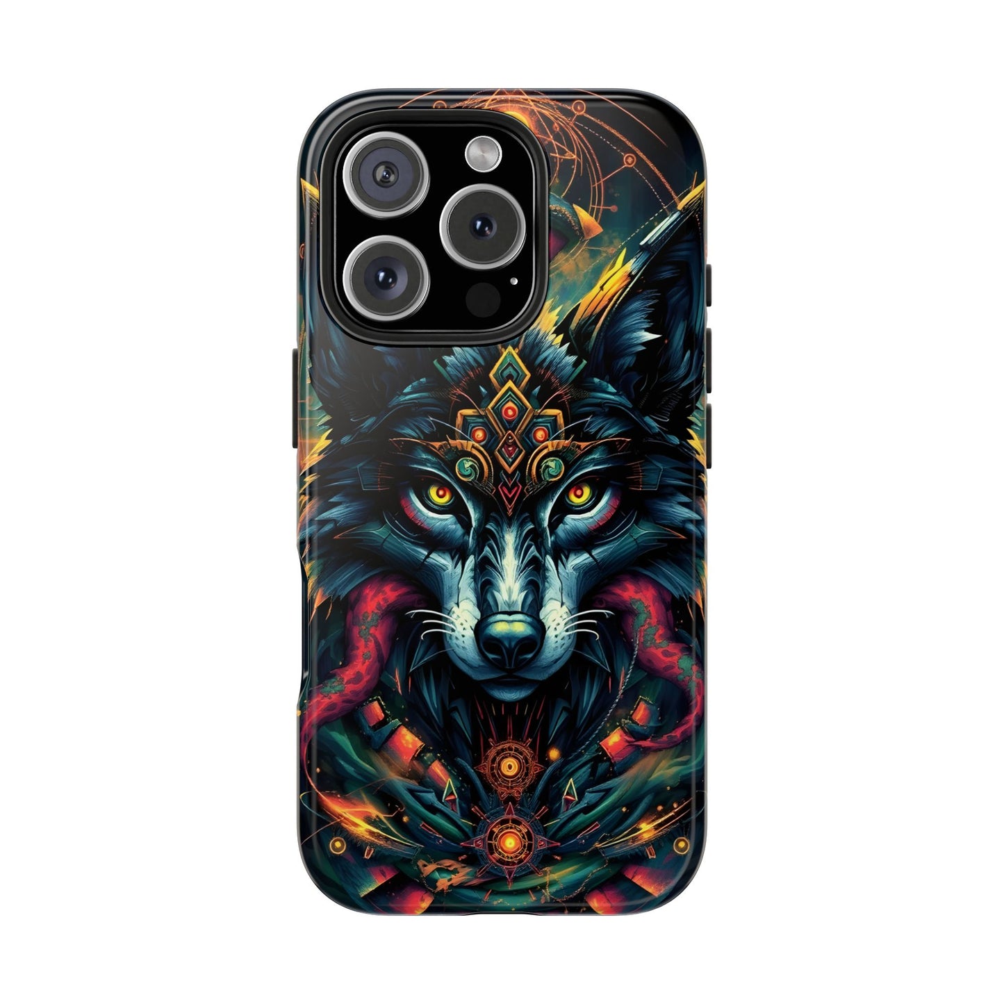 Vibrant Mystical Wolf Art Tough Phone Case - Durable & Unique Design for Animal Lovers - for iPhone