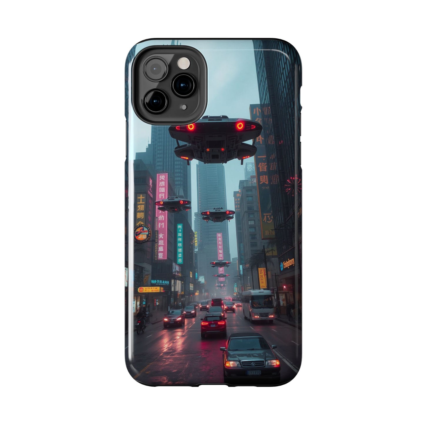 Futuristic City Tough Phone Case - Sci-Fi Design for Urban Explorers