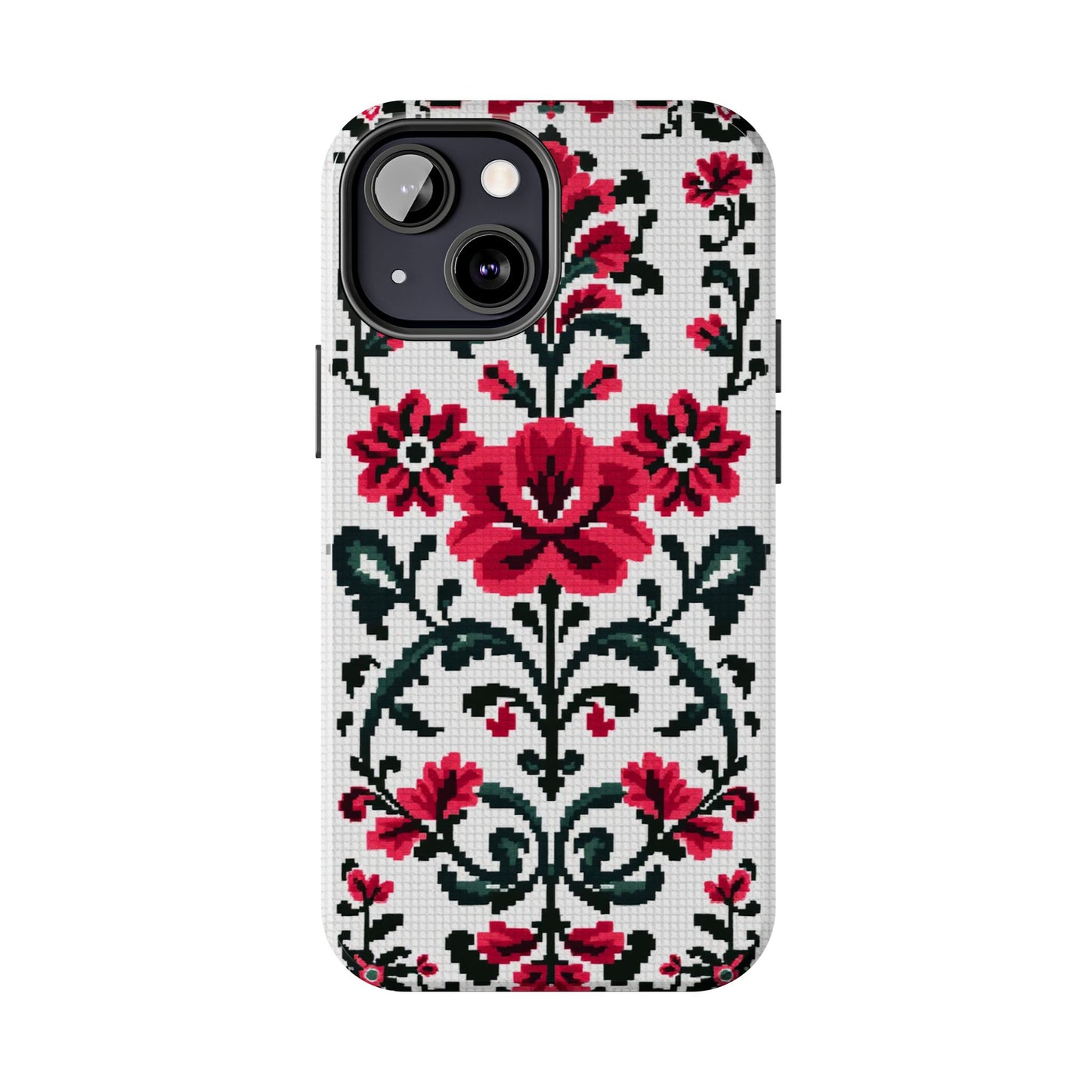 Traditional Floral Knit Tough Phone Cases - Durable Protection with Vintage Style - for iPhone