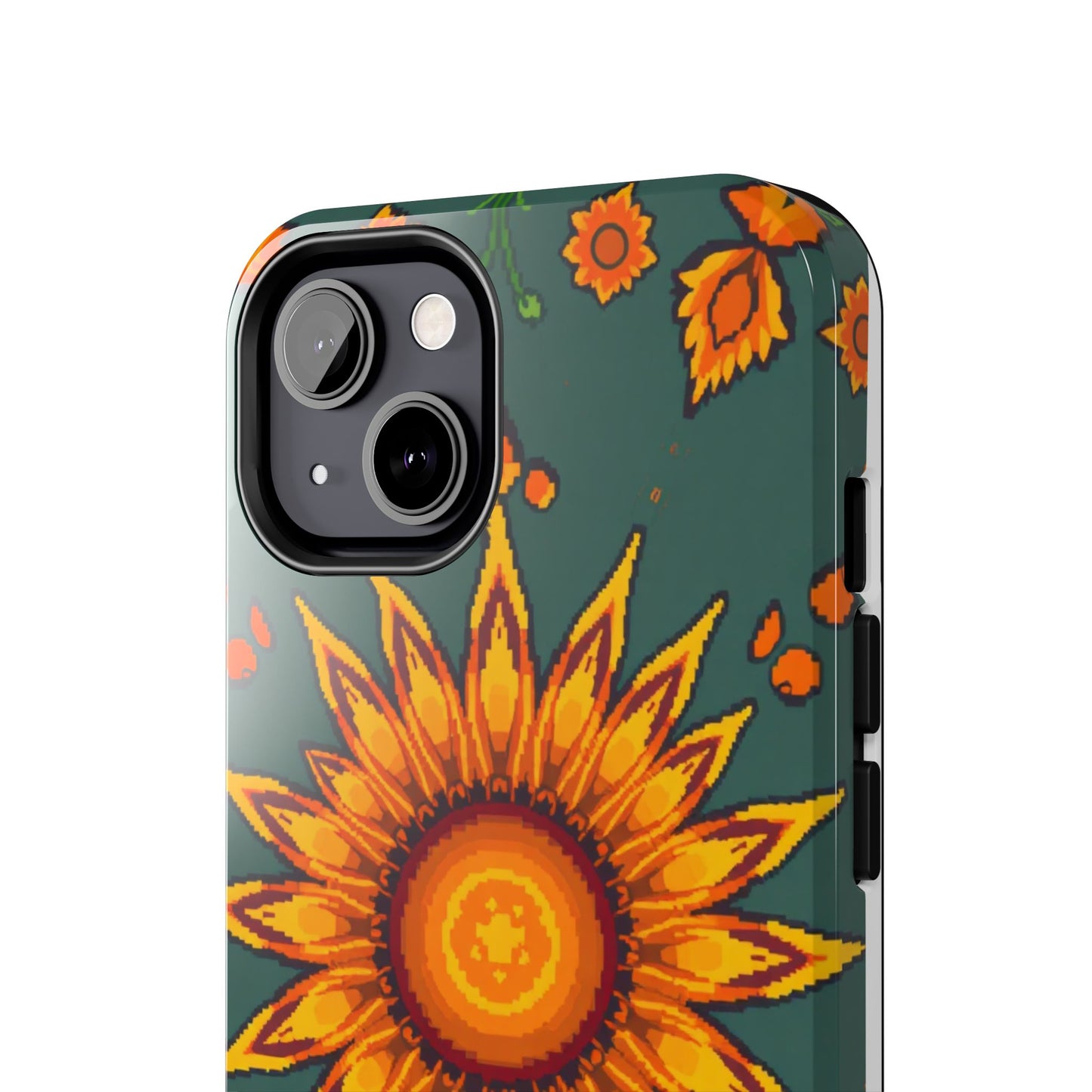 Pixelated Vibrant Floral Tough Phone Case | Sunflower Design for Nature Lovers - for iPhone