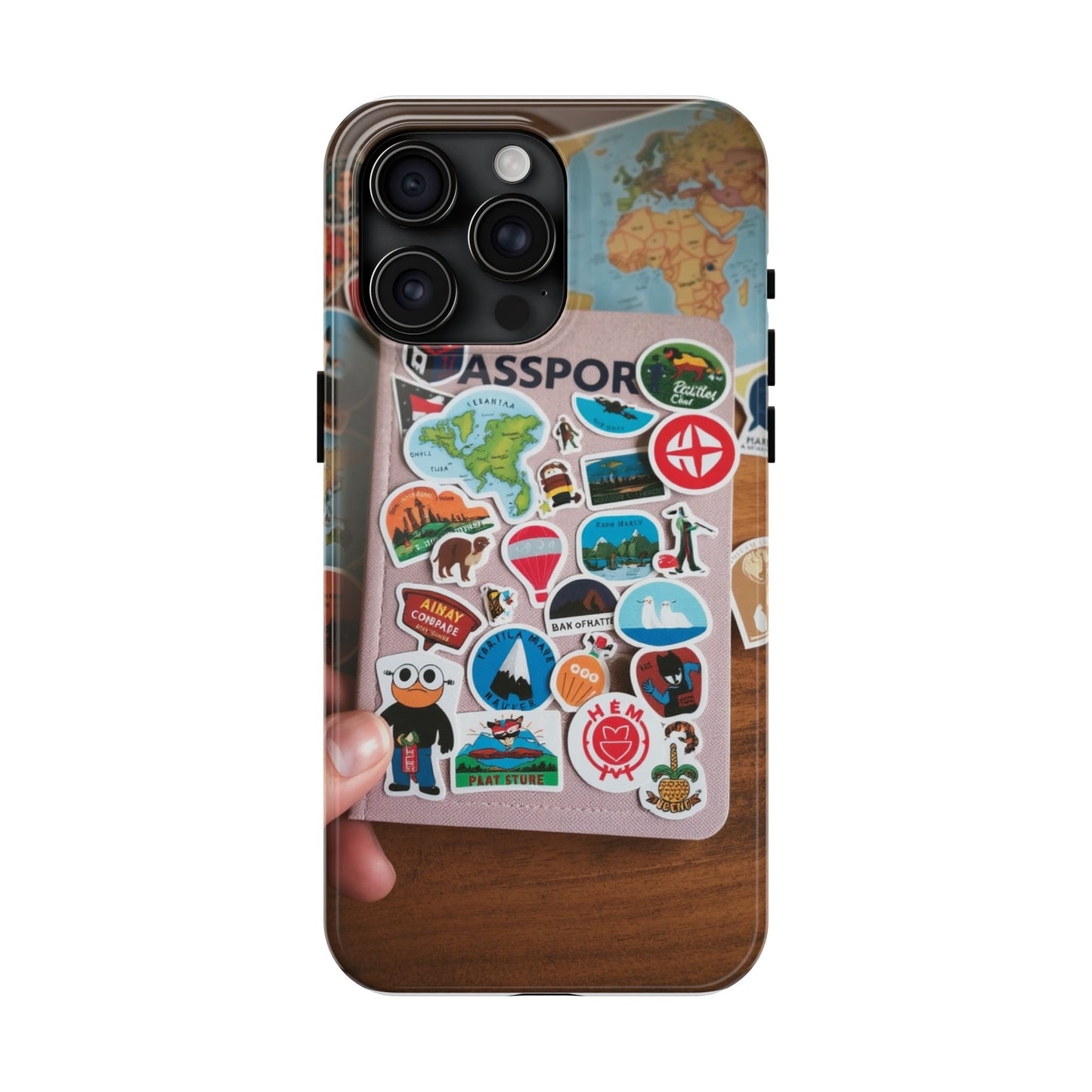 Adventure Stickers Phone Case - Tough Protection for Travel Lovers