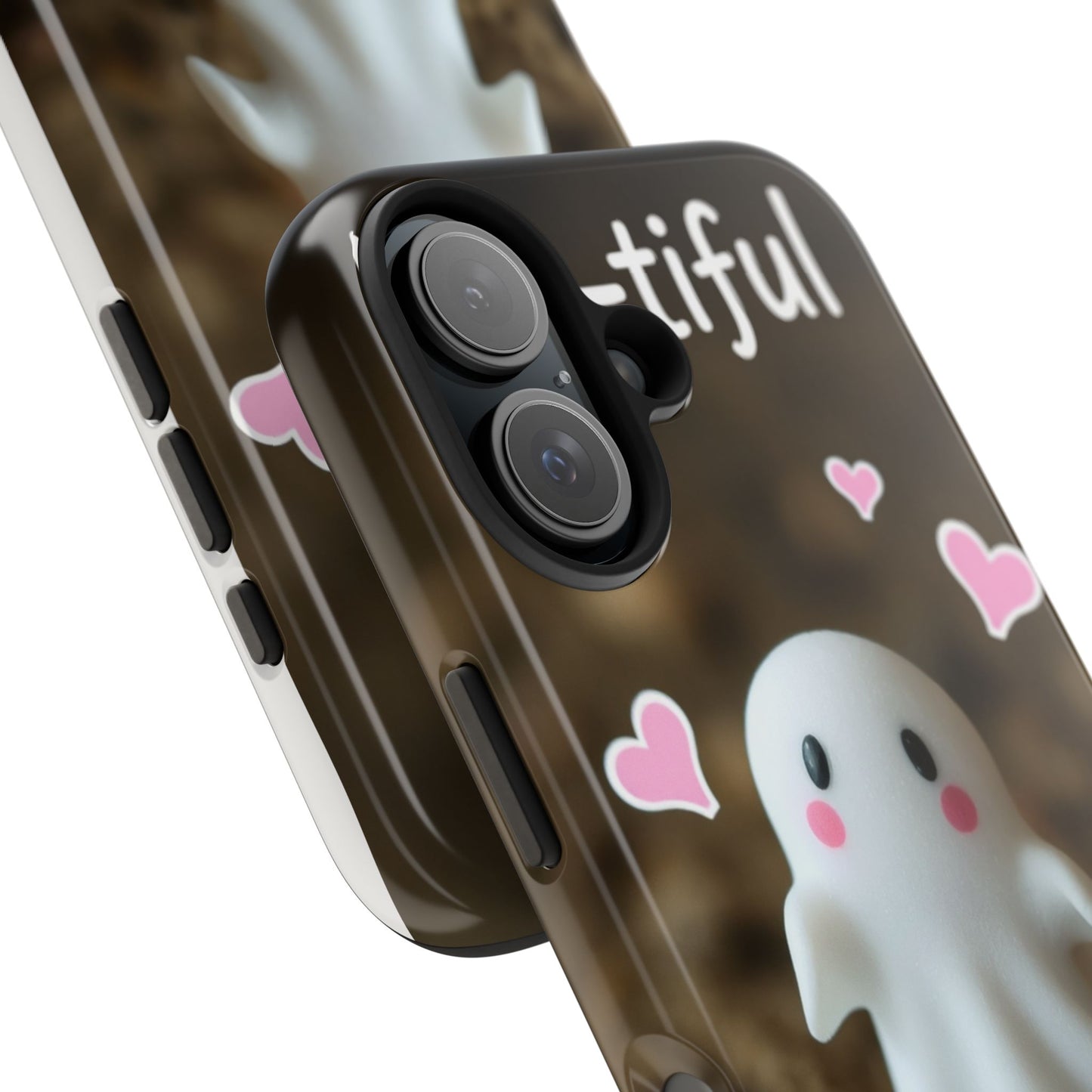 Cute Ghost Tough Phone Case - Beautiful Design with Heart Accents