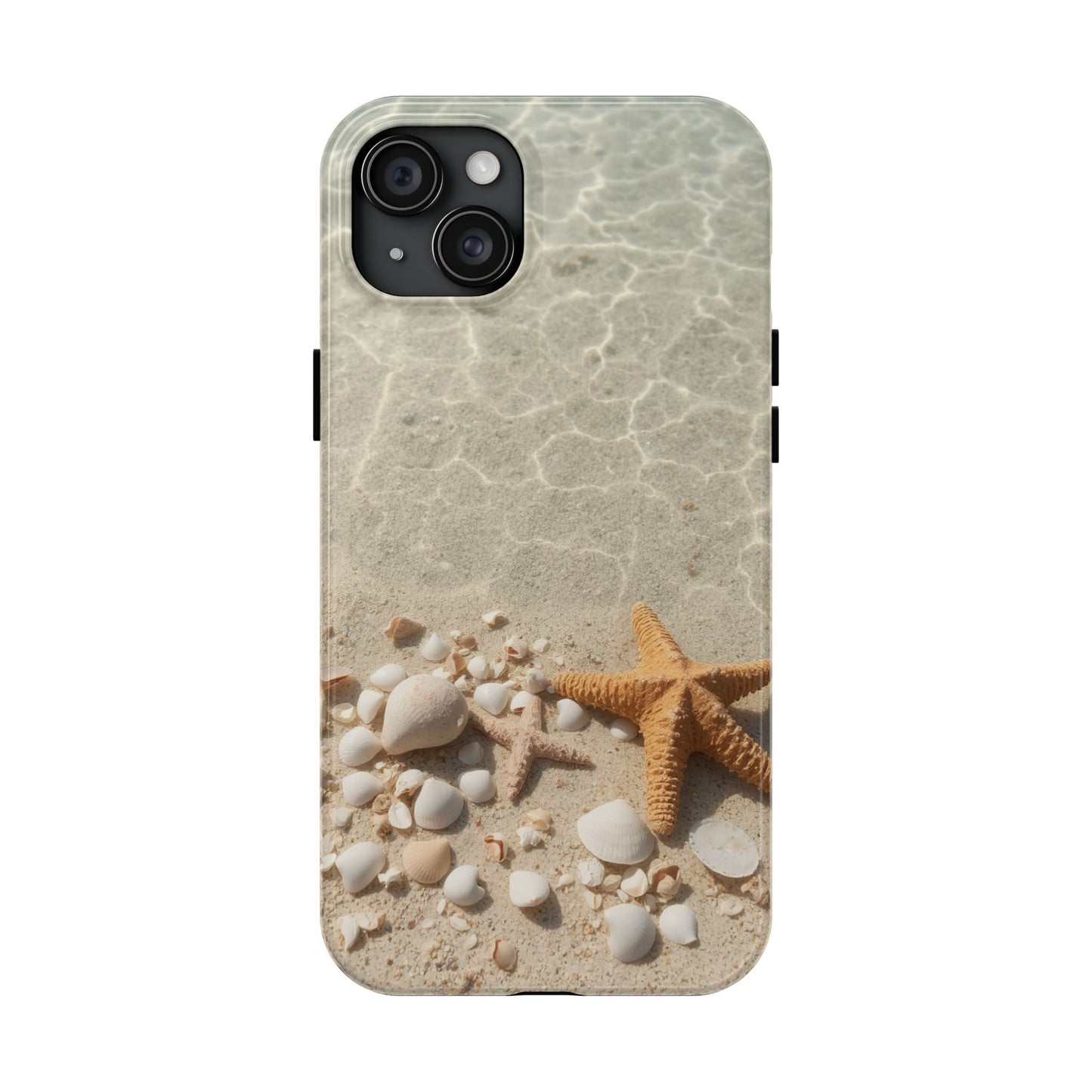 Beach-Inspired Tough Phone Case with Starfish and Seashell Design