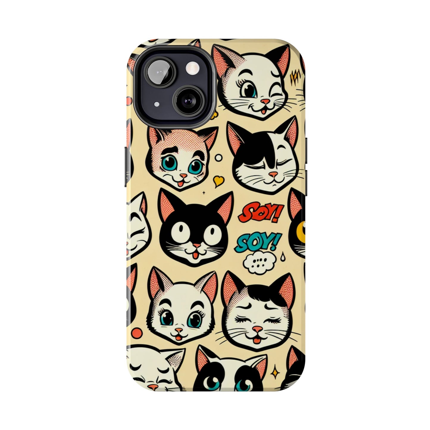 Playful Cat-Themed Tough Phone Case - Pet Pattern - for iPhone