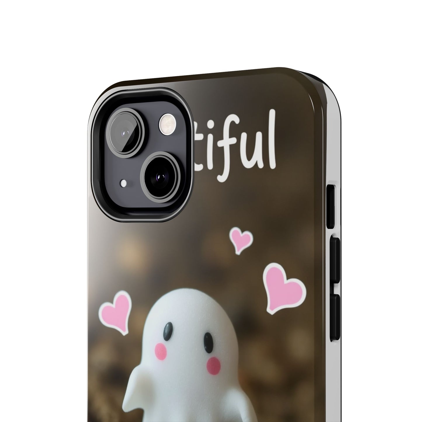 Cute Ghost Tough Phone Case - Beautiful Design with Heart Accents