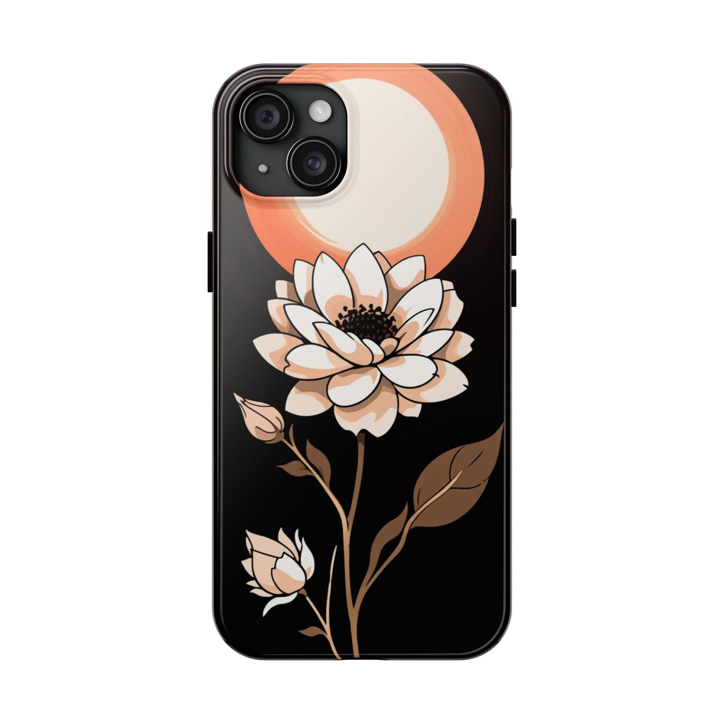 Elegant Contrast Floral Tough Phone Case - Stylish Protection for Your Device - for iPhone
