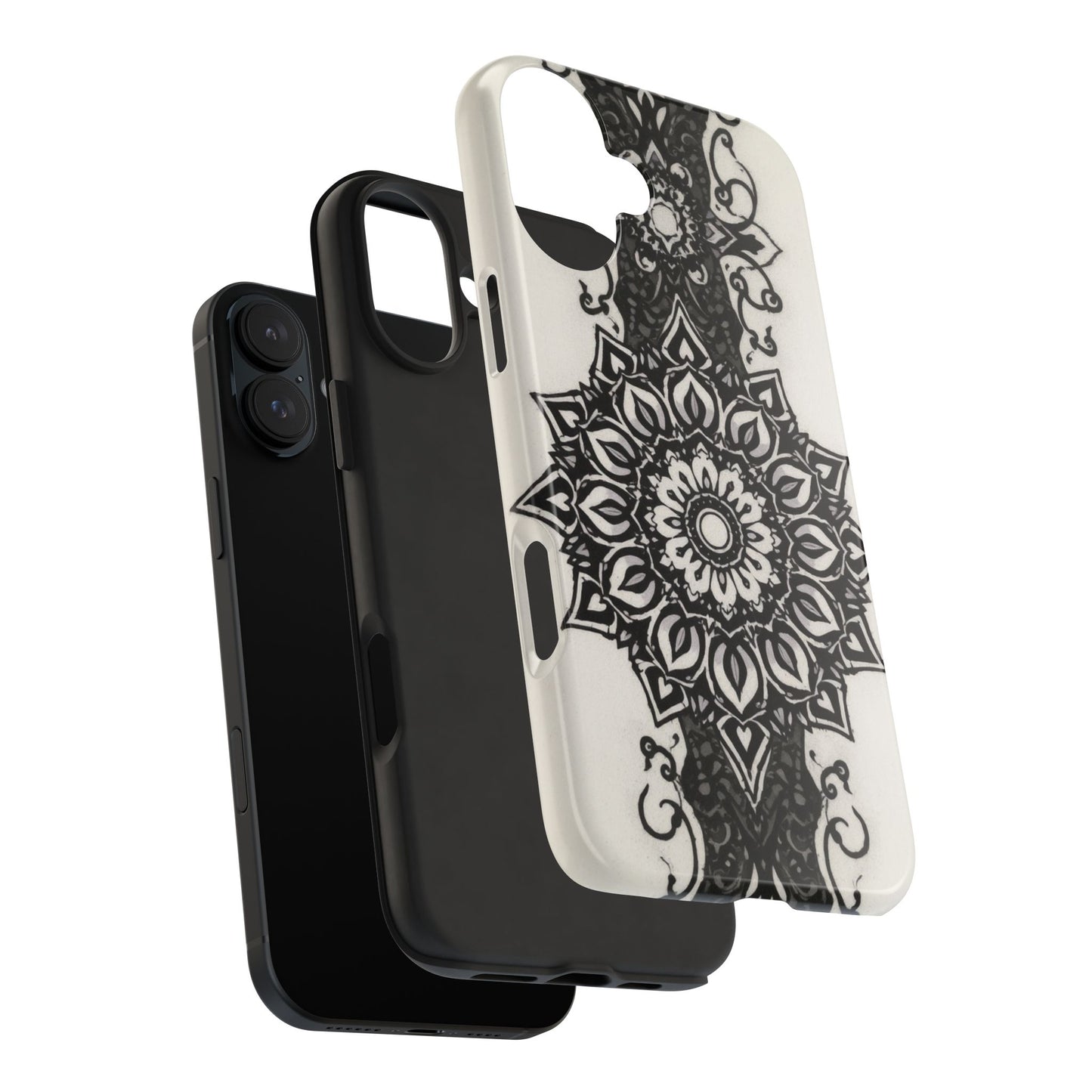 Stylish Tough Phone Cases with Dark Mandala Design - Durable and Unique Protection - for iPhone