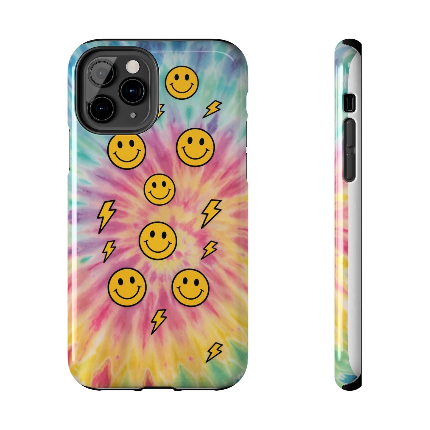 Colorful Smiley Lightning Tough Phone Case - Fun & Durable