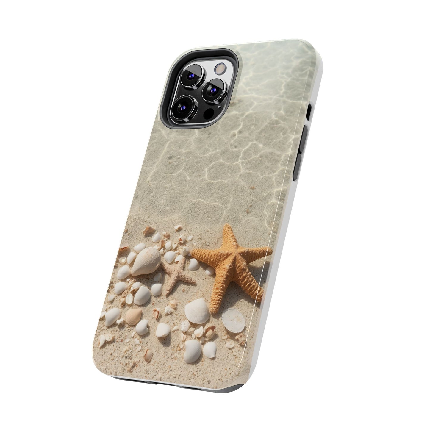 Beach-Inspired Tough Phone Case with Starfish and Seashell Design