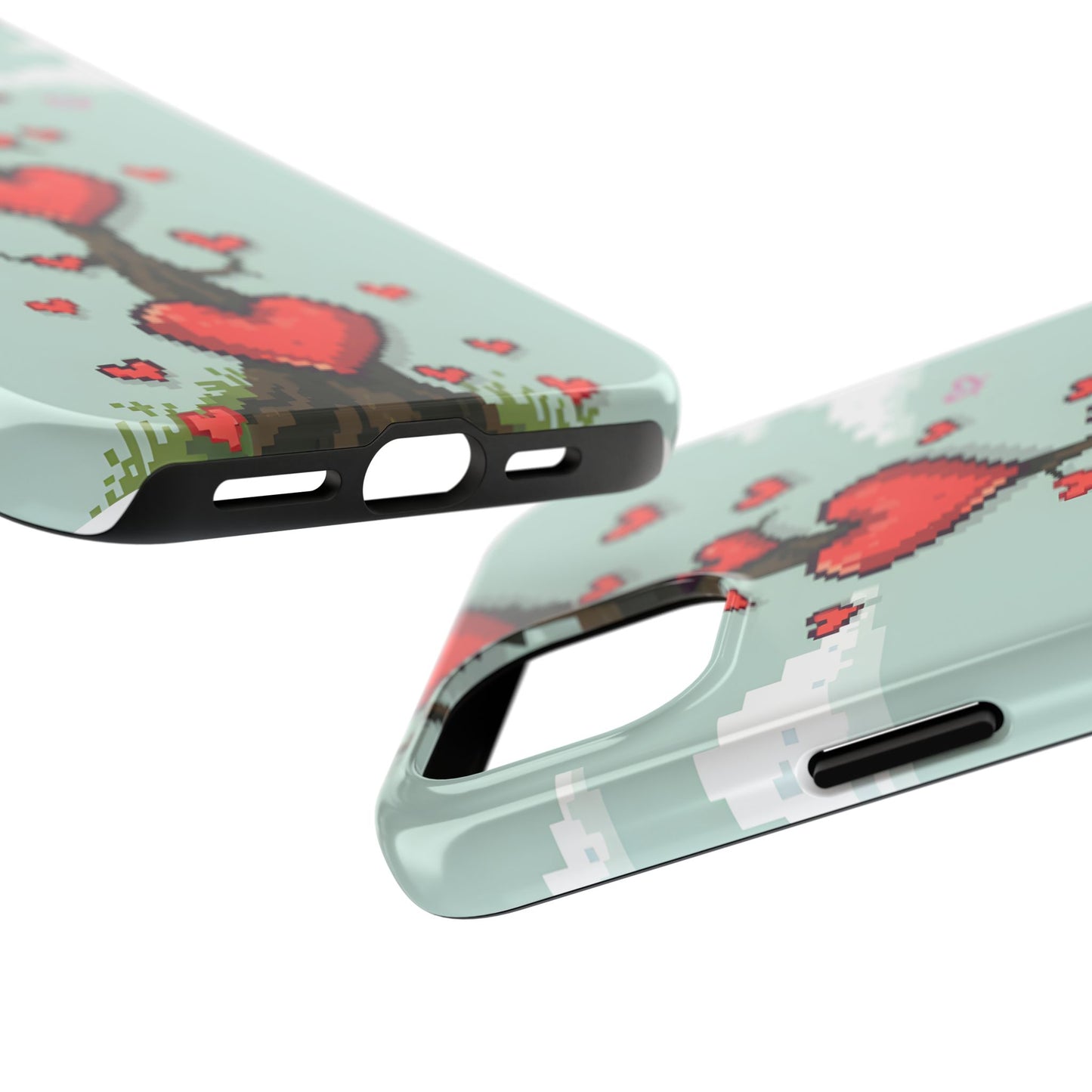 Pixelated Love Hearts Tree | Tough Phone Case - Cute Design - for iPhone