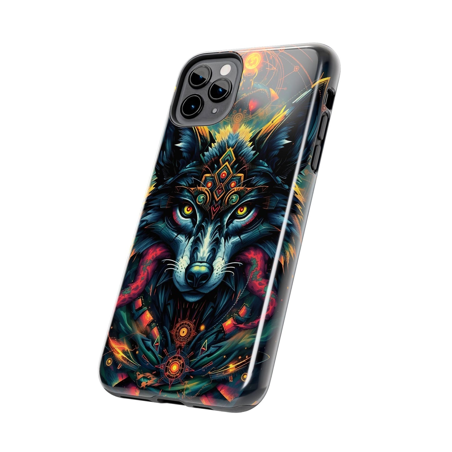 Vibrant Mystical Wolf Art Tough Phone Case - Durable & Unique Design for Animal Lovers - for iPhone