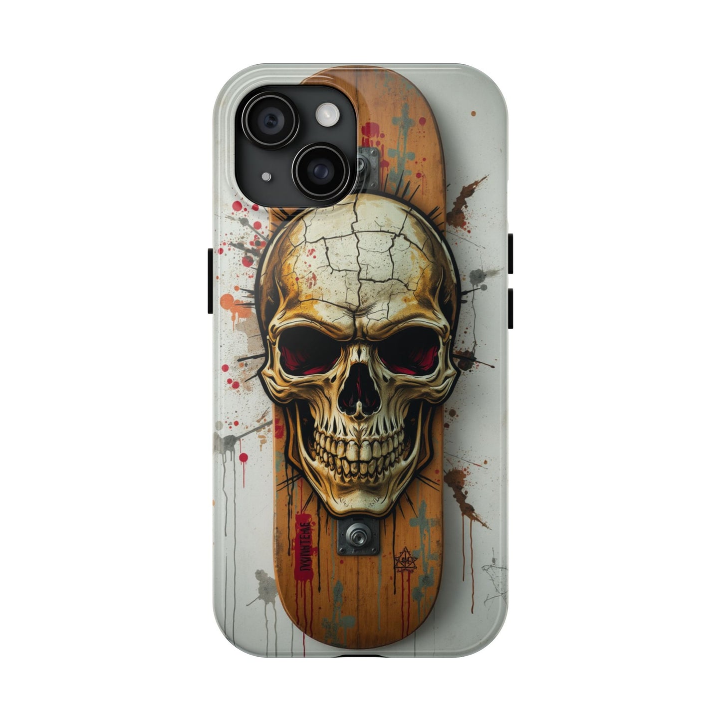 Edgy Skull Tough Phone Case - Durable Protection for Skateboard Enthusiasts