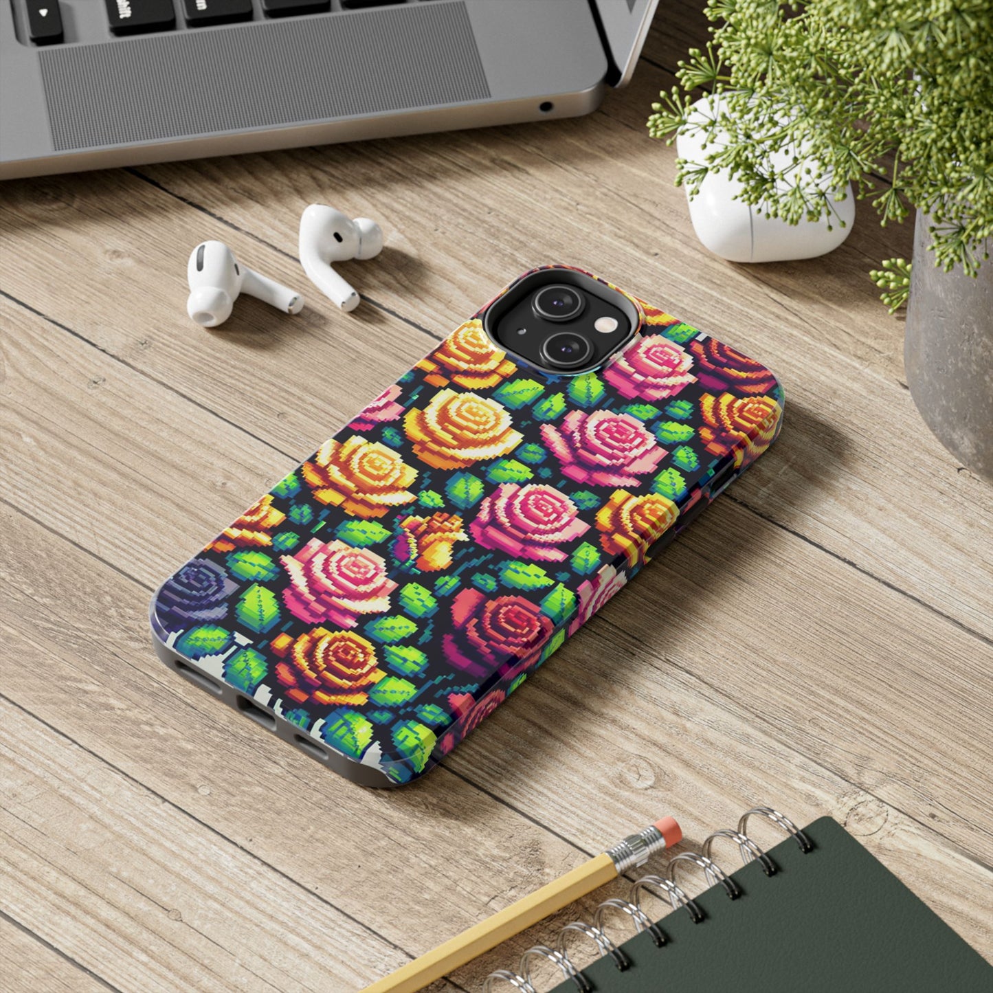 Pixel Art Roses Tough Phone Case - Stylish Protection - for iPhone