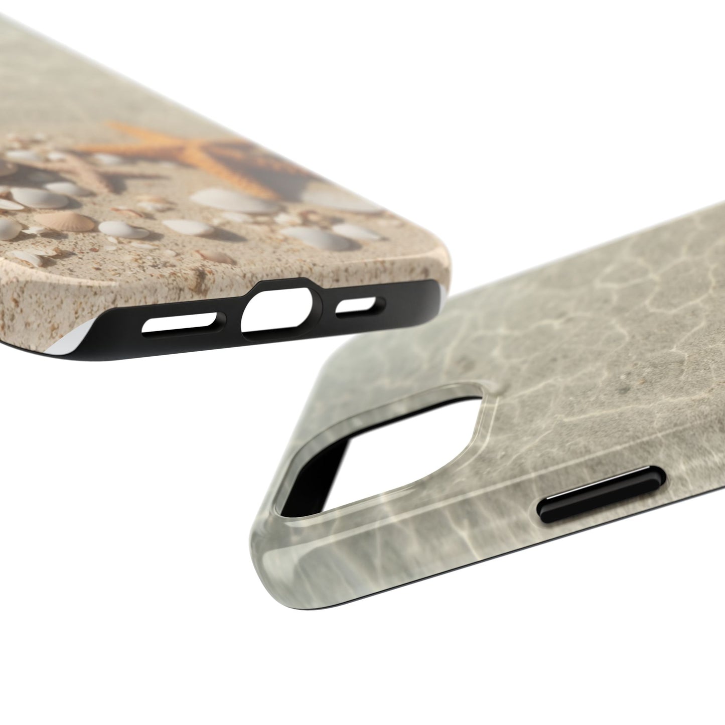 Beach-Inspired Tough Phone Case with Starfish and Seashell Design
